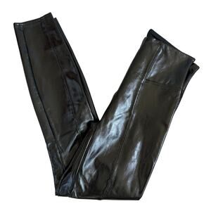 SPANX Black Shiny Faux Leather Leggings Small